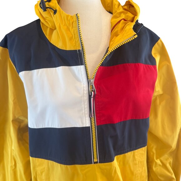 Tommy Hilfiger Colorblock Half-Zip Windbreaker Jacket Yellow Red Navy White - Picture 3 of 11